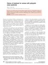 Choice of Treatment for Women with Polycystic Ovary Syndrome