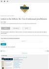 Letters to the Editors: Regarding Use of Unlicensed Practitioners