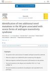Identification of Two Additional Novel Mutations in the AR Gene Associated with Severe Forms of Androgen Insensitivity Syndrome