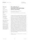 Zinc Deficiency Is Associated With Gynecologic Cancer Recurrence