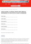 Adult Acne: A Clinical Study With Special Reference to Polycystic Ovary Syndrome
