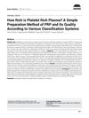 How Rich Is Platelet Rich Plasma? A Simple Preparation Method of PRP and Its Quality According to Various Classification Systems