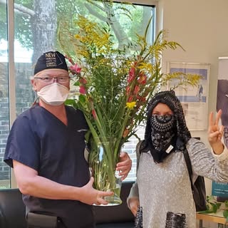 First post op visit after face lift 😁😅 Thank you for my beautiful arrangement and we LOVE your dis
