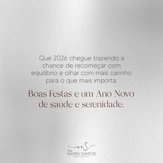 Um novo ano sempre traz a oportunidade de recomeçar com mais consciência e cuidado.
Que 2026 seja ma