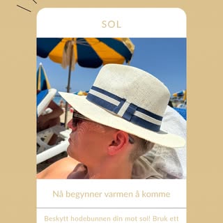 Når du sitter i direkte sollys kan det være lurt å beskytte hodebunnen mot solen! Ved bruk av ett ho