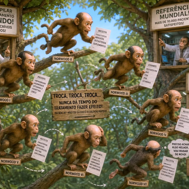 **🐵 Pulando de galho em galho... e o cabelo ficando para trás.**

Imagine um macaco que troca de ga