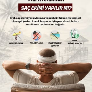 Yaz geldi diye saç ekimini ertelemeyin ☀️

Saç ekimi yaz aylarında da güvenle yapılabilir.
Buradaki 