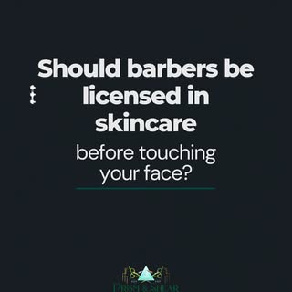 A straight razor on your neck. Product applied to your skin. Extractions during a beard treatment. T