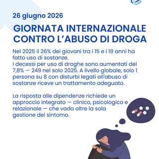 Oggi, 26 giugno, è la Giornata Internazionale contro l'Abuso e il Traffico Illecito di Droga👇

A li