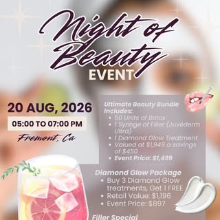 I think you have plans now 💉✨

Join us for a NIGHT OF BEAUTY at our Fremont office — Thursday, 8/20