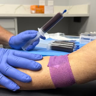 PRP with a punch!! - A typical Derm will draw 50 to 60 cc.s of blood. We draw 4 large 60 cc tubs (24