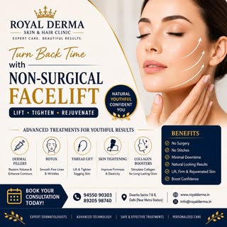 ✨ Turn Back Time—Without Surgery! ✨

Looking younger doesn't always require surgery. At Royal Derma 