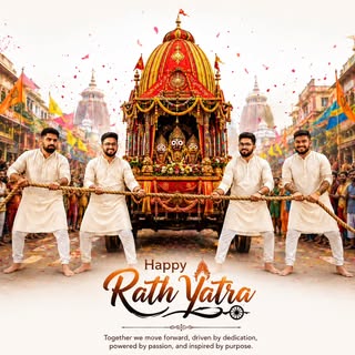 🌼 Happy Rath Yatra! 🚩
On this divine occasion of Rath Yatra, may Lord Jagannath bless you and your