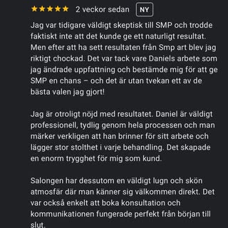 #SMPART är enligt kundrecension Sveriges främsta SMP-klinik ⭐️

Vi är otroligt tacksamma för förtroe