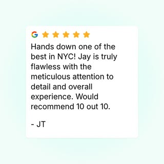 Hands down one of the best in NYC! Jay is truly flawless with the meticulous attention to detail and