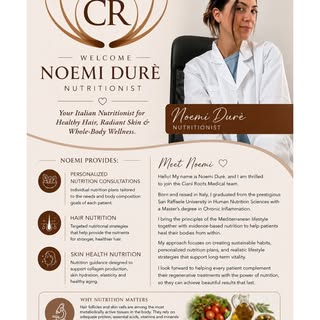 🌿 Welcome to Ciani Roots Medical, Noemi Durè!

Your Italian Nutritionist for Healthy Hair, Radiant 