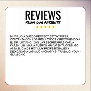 MI CIRUGIA QUEDÓ PERFECT ESTOY SÚPER CONTENTA CON LOS RESULTADOS Y RECOMIENDO A EL DR. LUCIANO 100% 