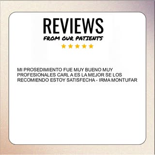MI PROSEDIMIENTO FUE MUY BUENO MUY PROFESIONALES CARL A ES LA MEJOR SE LOS RECOMIENDO ESTOY SATISFEC