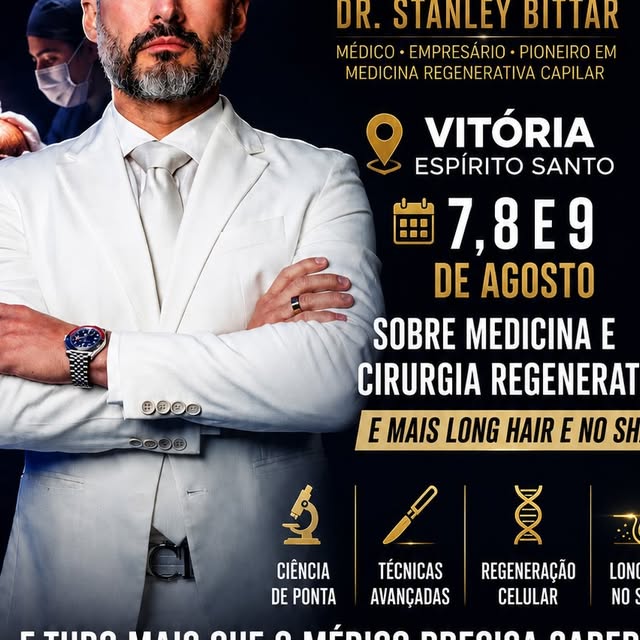 7-8-9 de agosto em Vitoria Espírito Santo. Nosso hands on já com medicina regenerativa e também long