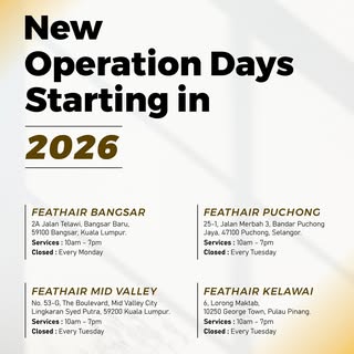 🚨Important Update🚨 

Our operation hours have been updated. Please refer to the visual for dates &