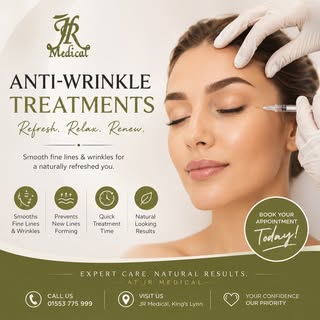 ✨ Anti-Wrinkle Treatments at JR Medical ✨

Refresh your appearance with Anti-Wrinkle Treatments perf