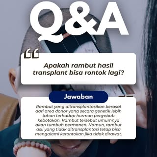 Q&A Hair Transplant 💬

Apakah rambut hasil transplant bisa rontok lagi?

Rambut yang ditransplantas
