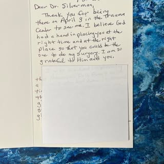 Feeling Grateful
I received this touching note from a patient today, and it truly means the world to