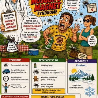 🩺 Dr. Silverman’s Weekly Diagnosis

🦟 Diagnosis #005: Mosquito Magnet Syndrome

Every summer, pati