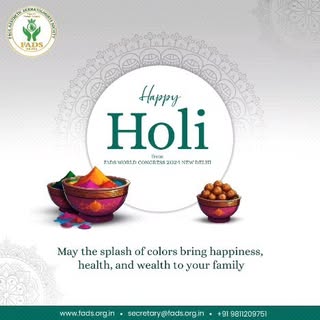 From the team of FADS, we wish you and your family a Happy and colorful Holi.

�🔗: www.fads.org.in
