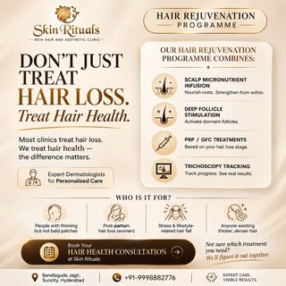 Hair loss isn't just about hair falling — it's about hair health failing. 🌱

Our Hair Rejuvenation 