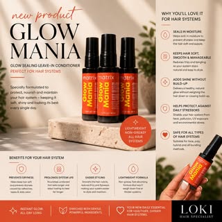 ✨ NEW PRODUCT ALERT – Matrix Glow Mania ✨

Give your hair system the care it deserves. 💫

We’re exc