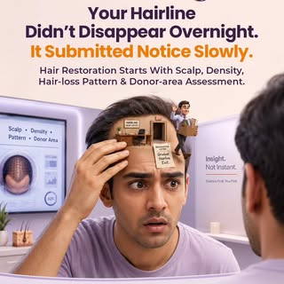 Your hairline didn't disappear overnight—it receded gradually.

Hair loss often begins with subtle c