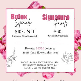 Treat her to something she really wants this Mother’s Day 💕🌸

✨ Botox Specials — $10/unit (30 unit