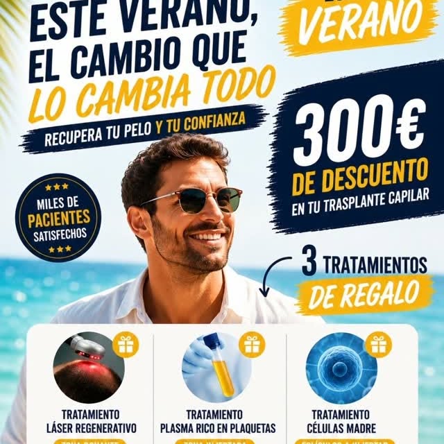 ☀️ ¡LA OFERTA DEL VERANO YA ESTÁ AQUÍ! ☀️
¿Llevas años pensando en hacerte un trasplante capilar? Es