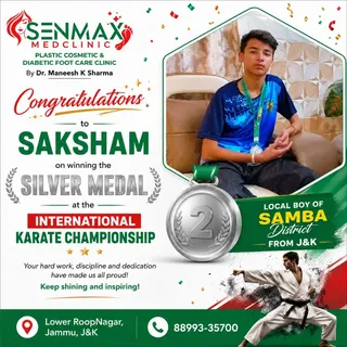 🥈 Congratulations, Saksham! 🎉
A proud moment for all of us at Senmax Med Clinic!

Heartiest congra