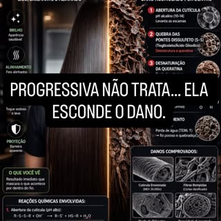 Enquanto o cabelo parece alinhado por fora, por dentro está acontecendo um colapso silencioso:

⚠️ C