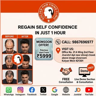 Golden hair fixing....
Contact no.9867696977
Visit:- office no .21 A wing 2nd floor Jivarshri Apt ne