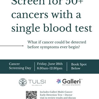 Save the date!🗓️ NEXT FRIDAY 

We still have a few slots open for the Galleri Test - Early Detectio