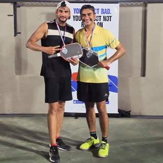 Another podium finish, another SILVER in P90 Pickleball Tournament orhanised by Huddle...
(Men's Dou