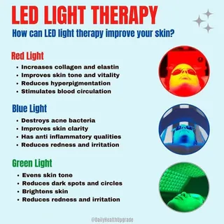 LED light therapy has awesome benefits for your skin , depending on the color of light that you use 