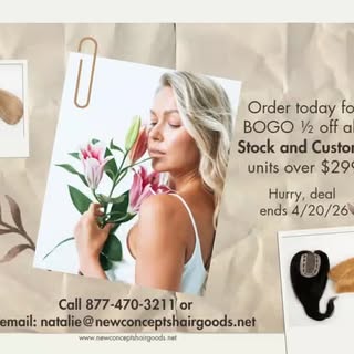 Products still available on our BOGO 1/2 off Spring Flash Sale 
Call or email today 

#newconceptsha