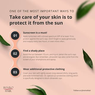 One of the most important ways to take care of your skin is to protect it from sun.

Call us for app