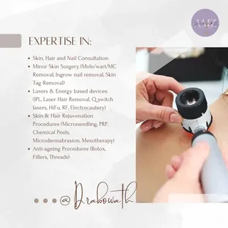 About Me: 🧑‍⚕️
Hi, I am Dr. Misbah Abowath. I have 9 years experience in medicine and dermatology. 