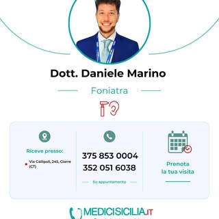 🩺Dott. Daniele Marino🩺
📝Il Dott. Daniele Marino è un medico specialista in audiologia e foniatria