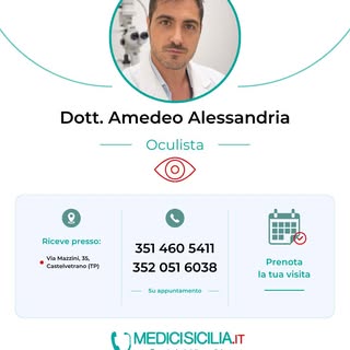 🩺Dott. Amedeo Alessandria🩺
📝Il Dott. Amedeo Alessandria è Medico Chirurgo specialista in Oftalmol