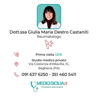 🩺Dott.ssa Giulia Maria Destro Castaniti 🩺
📝La Dott.ssa Giulia Maria Destro Castaniti è specialist
