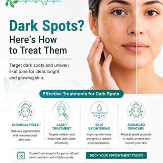 ✨ Dark spots don't have to be permanent.

With the right treatment, you can reduce pigmentation, eve