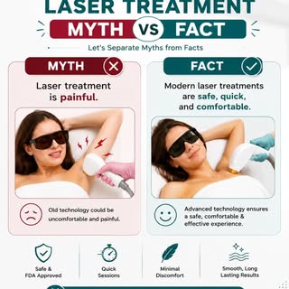 ✨ Laser Treatment: Myth vs Fact

Many people think laser treatments are painful, but that's just a m