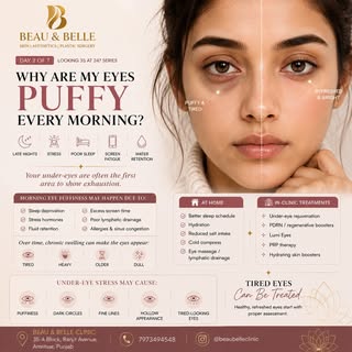 Waking up with puffy eyes every morning?
Your under-eyes may be trying to tell you more about your l
