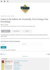 Letters to the Editors: Re: Eventually, You’re Going to See Everything!
